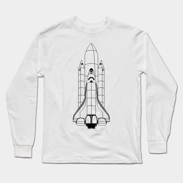 Pixel Art: Space Shuttle Long Sleeve T-Shirt by probadger